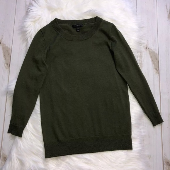 J. Crew Sweaters - J Crew Tippi Sweater Olive Crewneck Merino Wool